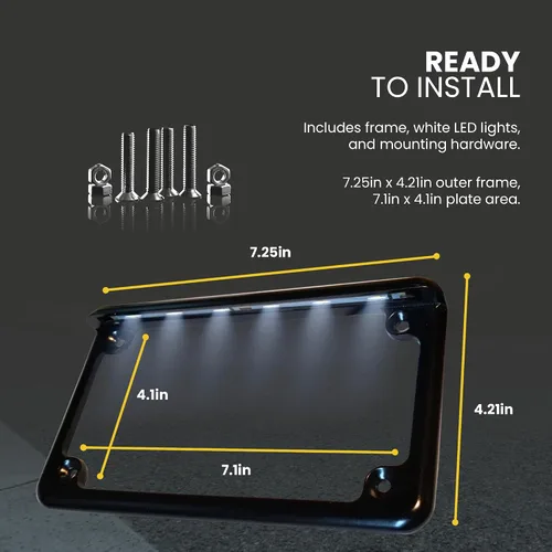 Vista 2 de Radiantz - Armazón de placa de motocicleta - 6 pulgadas Iluminador LED - Negro 8202-52