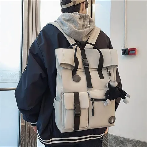 Vista 3 de LEPSJGC - Mochila impermeable de nailon para mujer, mochila de viaje de moda, multibolsillo, bolsa de libro de gran capacidad