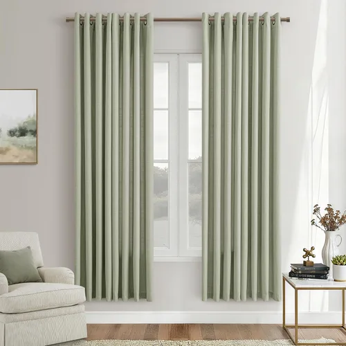 Vista 82 de Cortinas de avena con ojales DUKIYO de 96 pulgadas de largo para sala de estar, comedor, juego de 2 paneles, cortinas de arena y beige