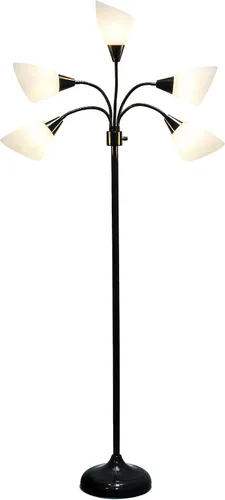 Vista 7 de Simple Designs LF2006-BAW 67" Lámpara de pie contemporánea con múltiples cabezales Medusa de 5 luces, lámpara de pie ajustable de cuello de cisne