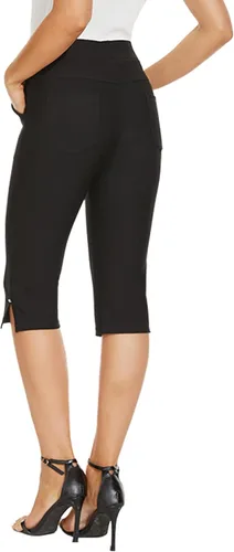 Vista 2 de Ginasy Pantalones capri para mujer, estilo casual, de verano, elegantes, elásticos, de cintura alta, con bolsillos