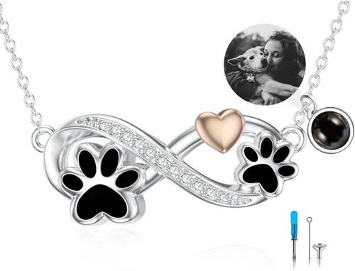 Vista 33 de Collar de urna de plata de ley para cenizas, recuerdo conmemorativo para perros, gatos y mascotas
