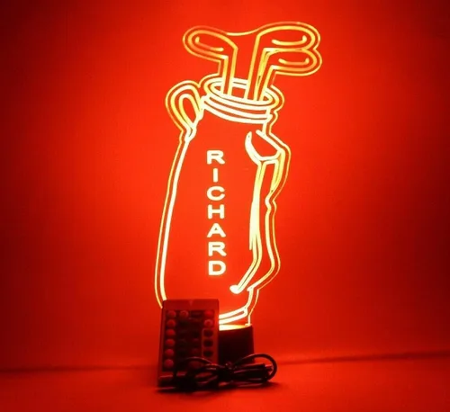 Vista 5 de Bolsa de golf y discotecas con luz nocturna para mesa, lámpara de escritorio LED para jugador de golfista en un juego, nombre personalizado, regalo