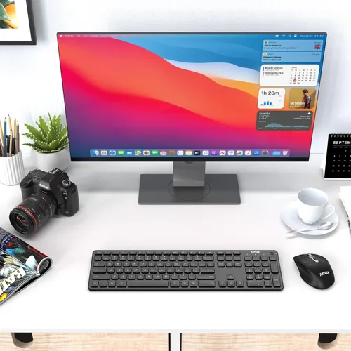 Vista 7 de Arteck Combo de teclado y mouse inalámbricos de 2.4G, teclado ultradelgado de tamaño completo y ratones ergonómicos para computadora, computadora