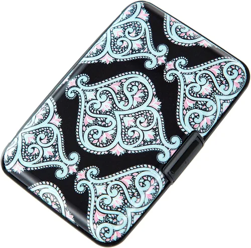 Vista 16 de Soporte para tarjetas de crédito, cartera de metal para tarjetas de bloqueo RFID, mini funda rígida de aluminio delgada para tarjetas de negocios A