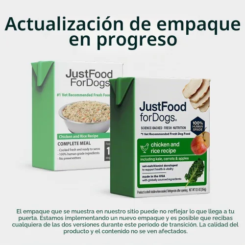 Vista 2 de JustFoodForDogs Pantry Fresh Alimento Húmedo para Perros, Comida Completa o Complemento, Receta de Pollo y Arroz Blanco de Grado Humano - 12.5 oz