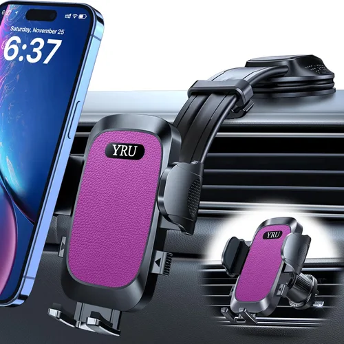 Vista 12 de YRU Soporte de teléfono para automóvil [brazo de aluminio ajustable y flexible para 2026] Soporte de teléfono celular para salpicadero del Negro