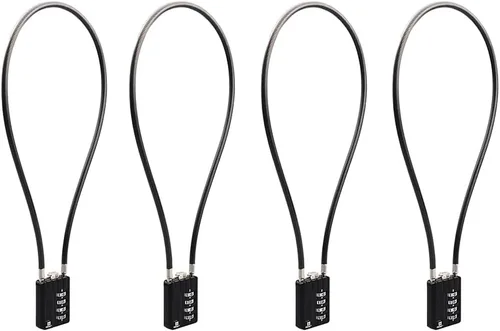 Vista 11 de RESET-201 (1 Pack) Candado de combinación de 4 dígitos con cable flexible de 7.1 pulgadas (18 cm), cerradura larga, cerradura de cable para viajes