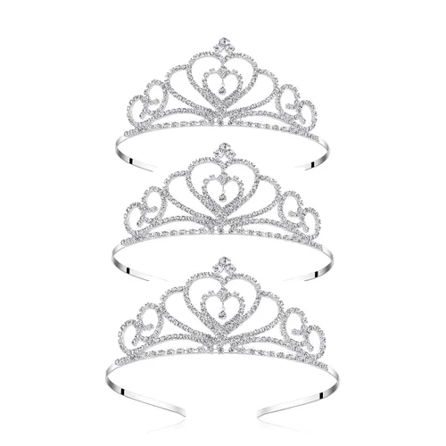 Vista 7 de Lovelyshop Tiara de cristal de diamantes de imitación, corona de princesa pegeant (corazón), 1 paquete