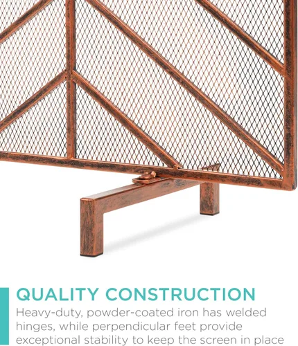 Vista 4 de Best Choice Products Panel individual de 38 x 31 pulgadas, hecho a mano, malla de hierro forjado, protector contra chispas contra incendios