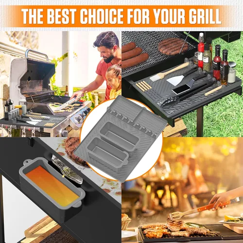 Vista 5 de Accesorios para parrilla Octaplay para Blackstone – Esterilla de silicona para parrilla y forros de taza de grasa (paquete de 2) – Compatible