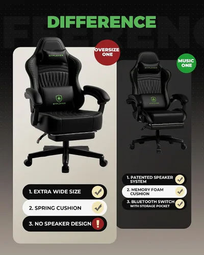 Vista 4 de GTPLAYER Silla de juegos para adultos, sillas ergonómicas de videojuegos, reposapiés y reposabrazos de acoplamiento, silla reclinable de respaldo