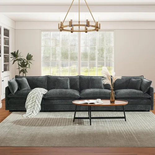 Vista 44 de Sofá seccional modular convertible de 76.7", sofás de dos plazas de chenilla con asiento profundo y cojines tipo loveseat para sala de estar, Beige