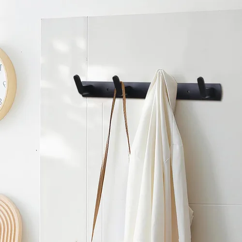 Vista 6 de Ganchos multifuncionales para toallas de bata, ganchos de pared para ropa no perforados, ganchos de aluminio para colocar armarios, baños, pasillos