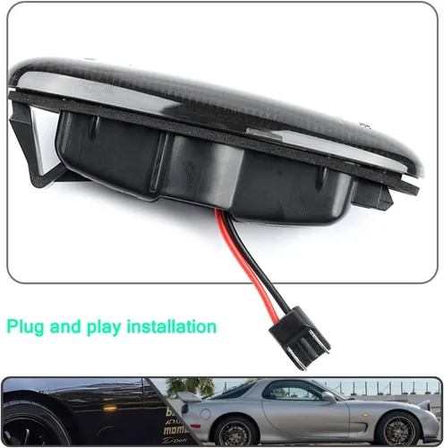 Vista 3 de 2 luces LED ámbar RX7 dinámicas secuenciales intermitentes laterales para Maz'da RX7 (FD) PREMACY (CP) 23 (BA) 323 (BJ) 626 (GF/GW), luces