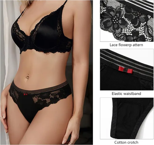 Vista 3 de LEVAO Tangas de algodón para mujer, tangas invisibles, espalda en T para mujer, tallas S-XL