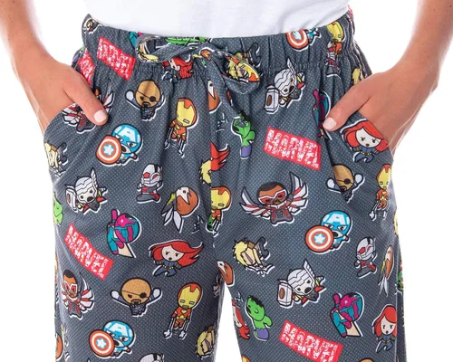 Vista 3 de Marvel Comics - Pantalones de pijama para mujer con estampado de personajes de superhéroes