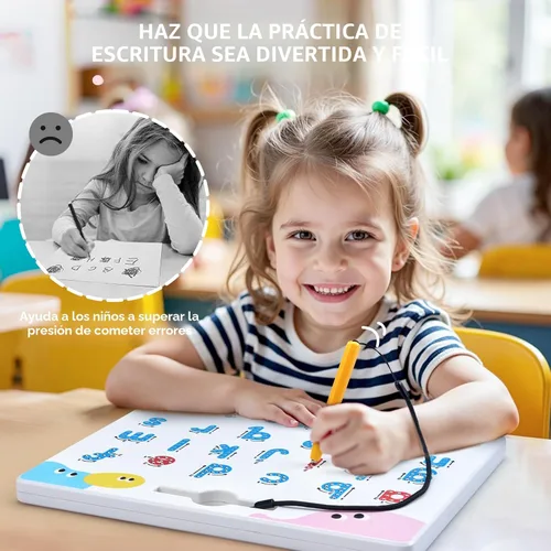 Vista 6 de JoyCat Juego de tableros magnéticos de letras y números para trazar, tablero doble cara de alfabeto y números para niños pequeños, práctica de ABC