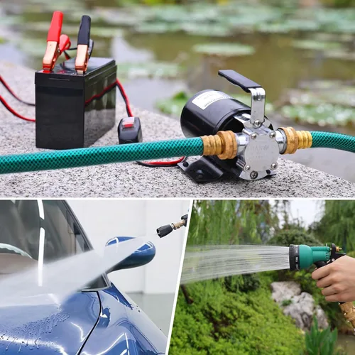 Vista 6 de FIDISP Bomba de agua de 12 voltios, bomba de transferencia portátil, flujo más grande de 330 GPH, bomba eléctrica de 1/10 HP con interruptor