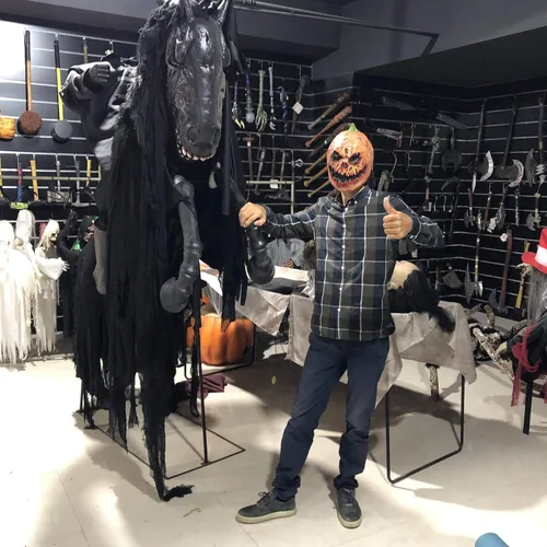 Vista 7 de Bbrand Máscaras de látex con cabeza de calabaza para decoración