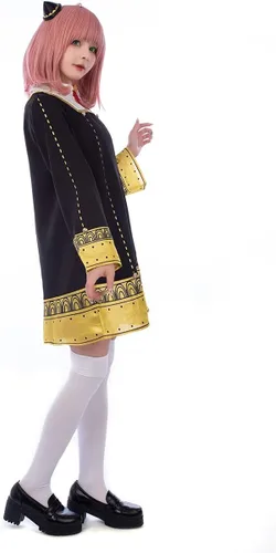 Vista 4 de Cosfun Disfraz de anime Spy X Family Anya para cosplay uniforme para Halloween C02879