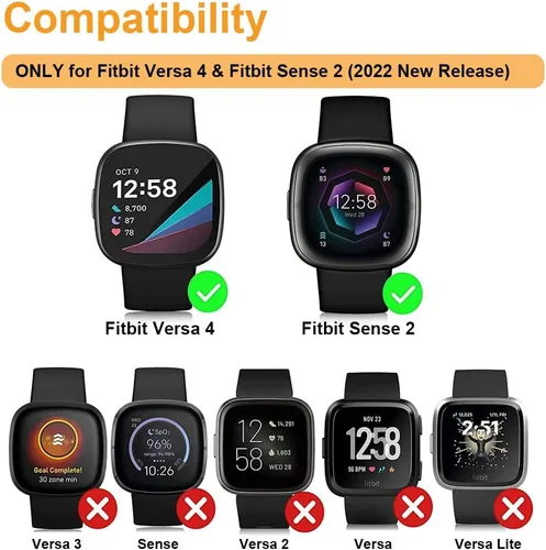 Vista 2 de Funda protectora de pantalla compatible con Fitbit Versa 4/Sense 2, funda protectora completa de TPU para reloj inteligente Sense 2/Versa 4