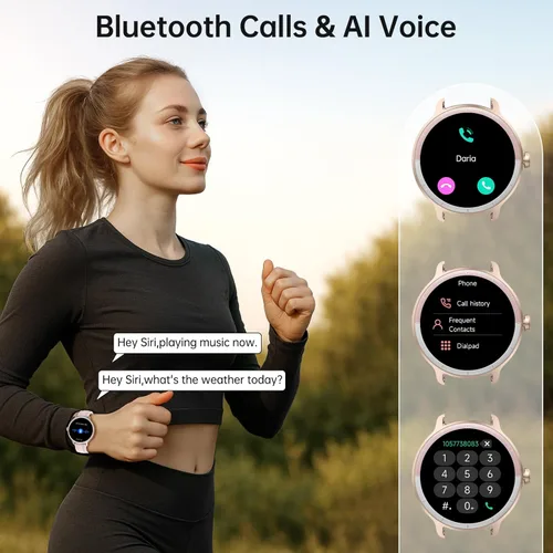 Vista 2 de Reloj inteligente para hombres y mujeres (respuesta/hacer llamadas), reloj inteligente con voz AI integrada, rastreador de fitness HD de 1.27