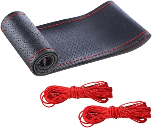 Vista 14 de Bittwee Funda para volante de automóvil, protector de volante de costura DIY, envolvente de piel de microfibra transpirable antideslizante