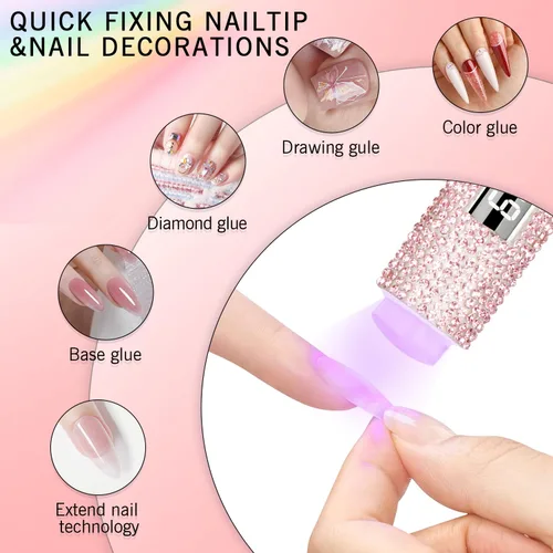 Vista 4 de Luz UV de mano para uñas de gel, lámpara de uñas UV con purpurina, mini lámpara de uñas de gel portátil inalámbrica para curado rápido, secador