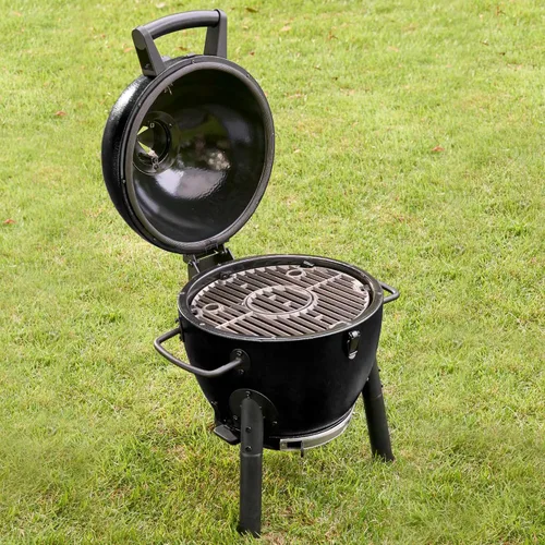 Vista 5 de Char-Griller® AKORN® Jr. Parrilla y ahumador de carbón Kamado portátil con rejillas de hierro fundido y tapa de bloqueo con 155 pulgadas cuadradas