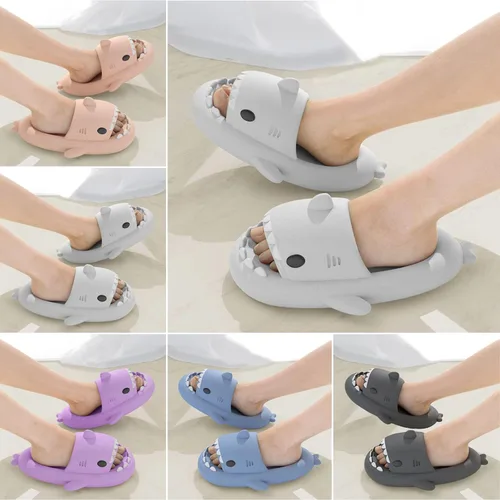 Vista 5 de MUMIK Sandalias de tiburón para niños, pantuflas de tiburón mejoradas, sandalias de tiburón en la nube, antideslizantes, suela gruesa, cómodas