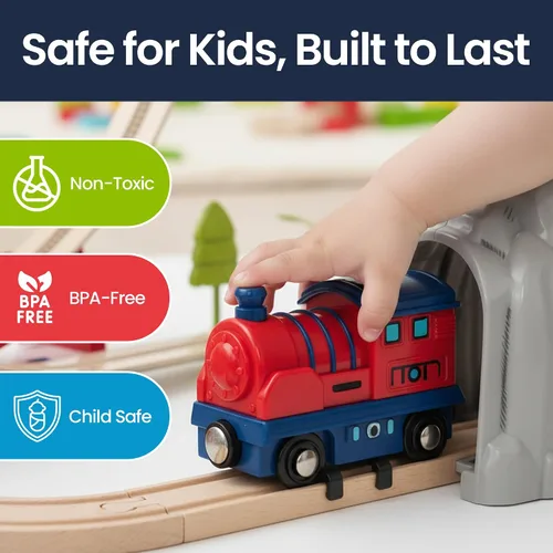 Vista 6 de Juguetes de tren para niños pequeños de 3 a 5 años Juego de tren eléctrico para niños – Tren de juguete, estación de tren con bucle, puente