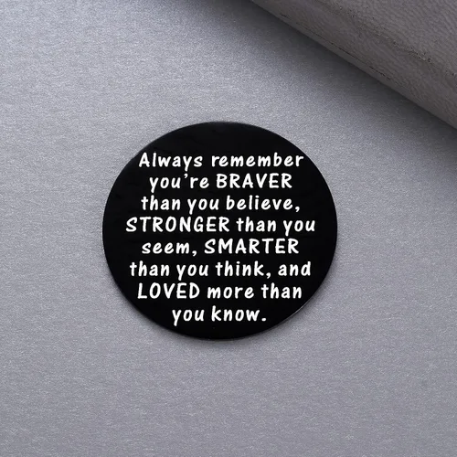 Vista 5 de MIXJOY Moneda de ficha de abrazo de bolsillo - You Are Braver Than You Believe Thinking of You Love Tarjeta de regalo, 2 caras, 1.5 pulgadas