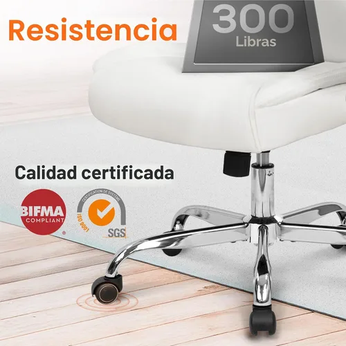 Vista 8 de NEO CHAIR Silla de escritorio de oficina, respaldo alto de piel sintética Blanco