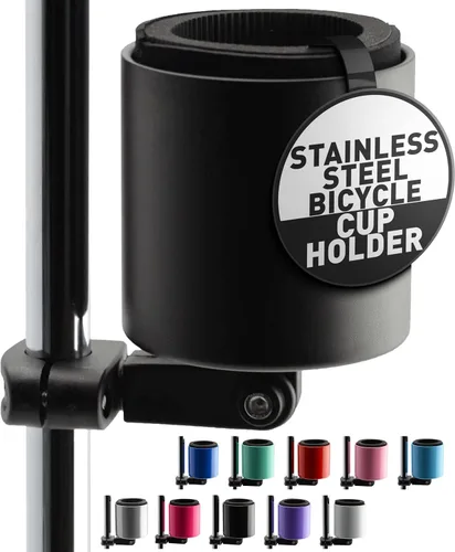 Vista 12 de Kroozie Soporte para botellas de bicicleta de lujo, universal, de acero inoxidable, para manillares, para barras verticales o en ángulo y bebidas