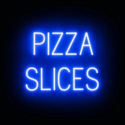 Vista 43 de SpellBrite Cartel PIZZA Letrero relacionado con pizza con aspecto de neón, fuente de luz LED azul 17.6 x 6.3 pulgadas Ultra-Bright