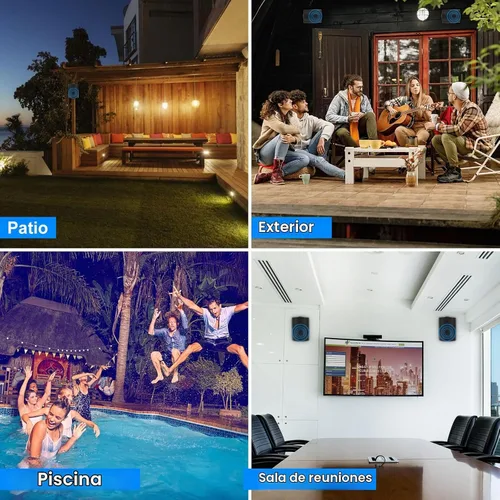 Vista 8 de STUDIOFINIX Altavoces Bluetooth para interiores y exteriores de 5.25 pulgadas, 600 vatios, sistema de montaje en pared con cable para todo