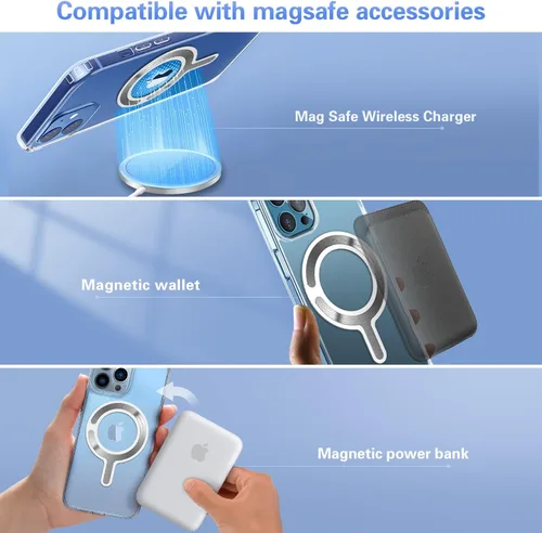 Vista 5 de Anillo adaptador magnético para Magsafe, convertidor de funda adhesiva fuerte para iPhone 16/15/14/13 Android, kit de conversión de bucle de metal
