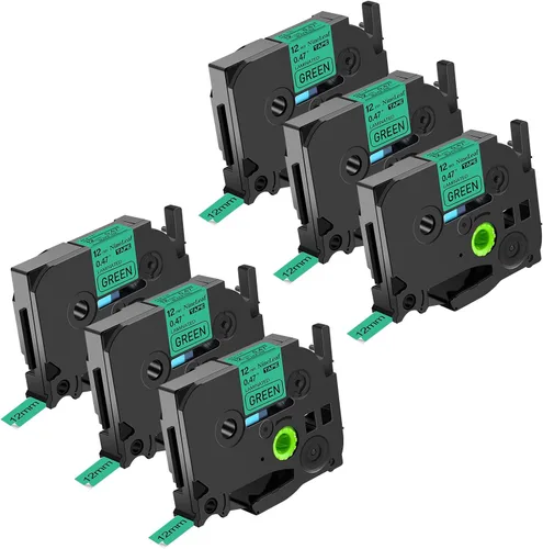Vista 27 de NineLeaf Paquete de 6 cintas de etiquetas compatibles con Brother TZ TZe TZe-531 TZe531 TZ-531 TZ531 0.472 in 1/2 pulgadas, negro sobre azul