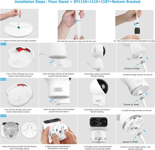 Vista 5 de HOLACA Soporte de piso de 36 pulgadas o 70 pulgadas para Eufy SpaceView, Spaceview S/Pro, Care Baby Monitor 2 y Eufy 720P Video Baby Monitor, Indoor