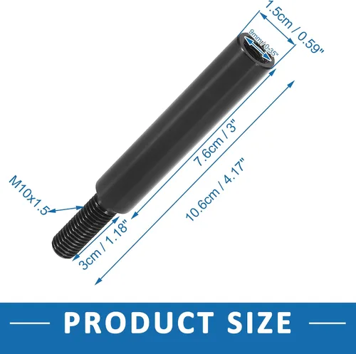 Vista 3 de Extensor de perilla de palanca de cambios de 3 pulgadas M10X1.25 para Honda Civic 1989-2018 aleación de aluminio negro