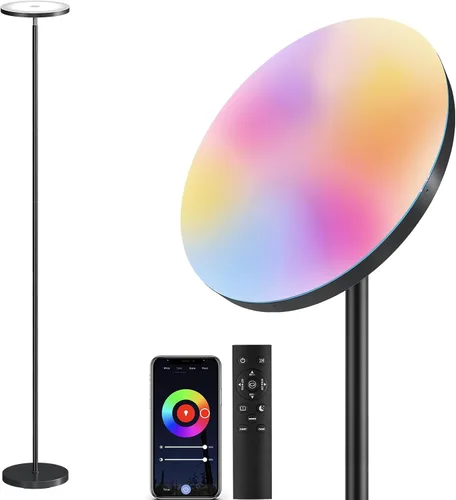 Vista 12 de SUNMORY Lámparas de pie para sala de estar, 48 W/4200 lm, lámpara de pie LED súper brillante con control remoto, lámpara de pie de 69 pulgadas