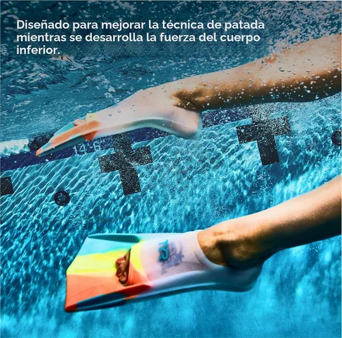 Vista 3 de TYR Stryker Silicone Fins - Short Blade Swimming Training Scuba Flippers Azul marino/rojo/transparente