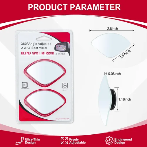 Vista 3 de LivTee Espejo de punto ciego, con forma de abanico de cristal HD, sin marco, convexo con gran ángulo ajustable para coches, SUV y camiones, paquete