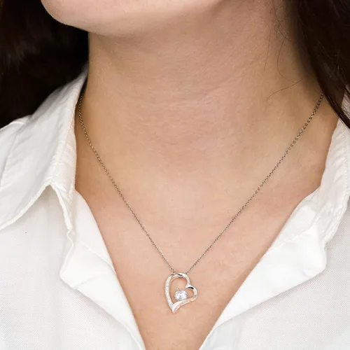 Vista 4 de Regalo de Navidad Para Mi Esposa Collar Acabado en Oro Blanco Regalo para Mujer en Español