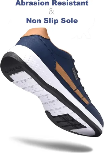 Vista 3 de Unybwonn Tenis casuales para hombre, cómodos zapatos de moda para caminar, tenis transpirables con cordones para correr, zapatos ligeros para hombre