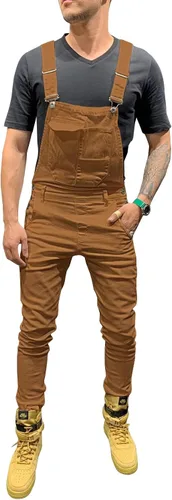 Vista 66 de LONGBIDA - Jardinera de mezclilla para hombre, ajuste entallado, moderno, con bolsillos