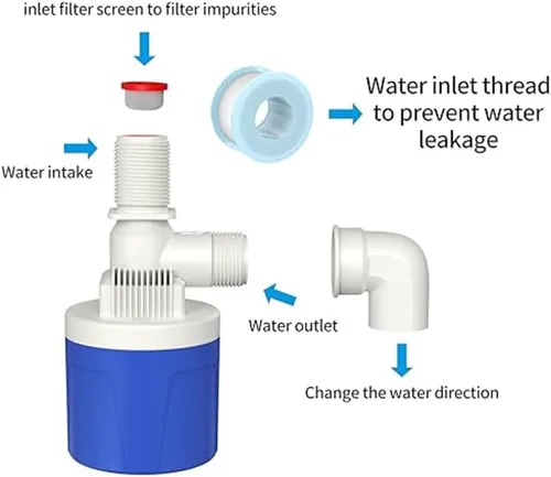 Vista 6 de Válvula de flotador con control automático de nivel de agua para un funcionamiento confiable en tanques de agua e hidroponía, construcción (B)