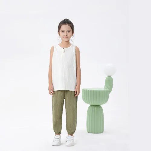 Vista 2 de GFQLONG Paquete de 3 pantalones casuales básicos lisos para bebé, verano, otoño, cómodos, de algodón y lino, paquete de 3