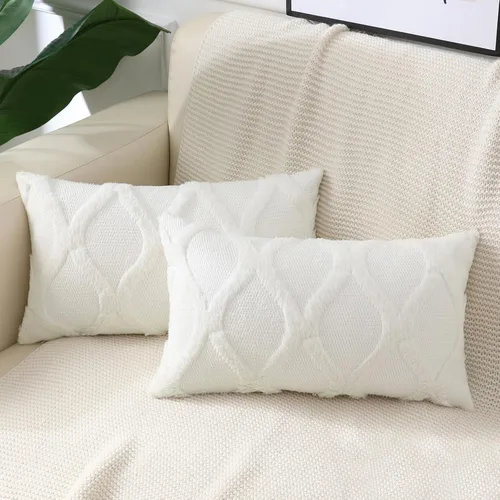 Vista 25 de decorUhome - Juego de 2 fundas de cojín decorativas para primavera de 16 x 16 pulgadas, fundas de almohada afelpadas de lana y piel sintética suave